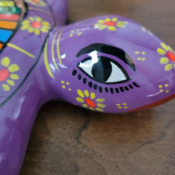 Disney Parks 10.5" Painted Terra Cotta Sea Turtle Vibrant with Birds Mexico - Picture 4 of 6